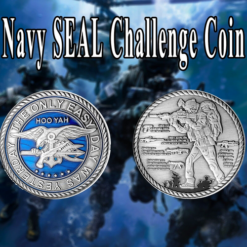 Navy Seal Coin Military Challenge Coin, The Only Easy Day, Navy Soldier Souvenir - Picture 2 of 12