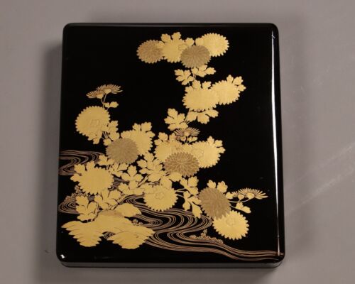 Custodia calligrafia laccata giapponese oro crisantemo sinodo cassetta degli strumenti di scrittura - Foto 2 di 23