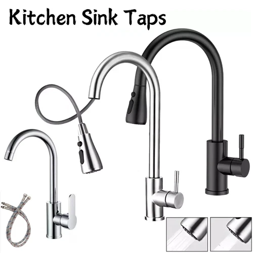 360° Kitchen Sink Mixer Taps Pull Out Spout Spray Single Lever Modern Mono Tap