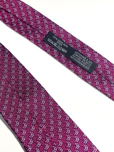 Authentic Hermès Silk Necktie H Lock Design wine red Used from Japan JP KT - Picture 8 of 8