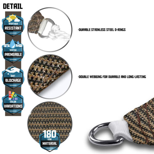 Permeable Shade Sail Patio Awning Outdoor Garden Pool Sun Canopy Shelter Cover - Picture 22 of 92