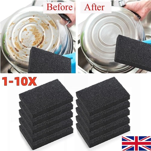Black Nano Emery Magic Cleaner Rub Pot Rust Focal Stains Cleaning Sponge Wipe UK - Picture 4 of 16