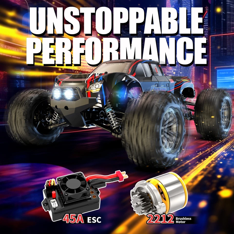 HOSIM 1:10 Brushless RC Car RC Monster Truck Remote Control Car 4WD Off Road - Image 2 of 4