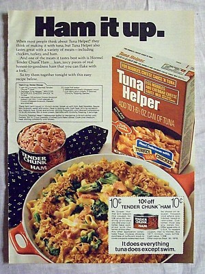 1977 Magazine Advertisement Page Betty Crocker Tuna Helper Tender Chunk Ham Ad