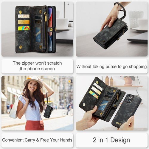 New Purse Luxury Flip Case Zipper Multifunctional Wallet Cases 2 in 1 Cover Skin - Picture 12 of 24