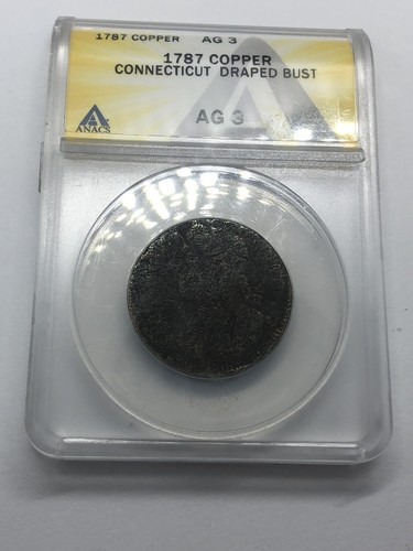 1787 COPPER COLONIAL CONNECTICUT DRAPED BUST ANACS AG3! EARLY US COIN*** - Picture 2 of 8