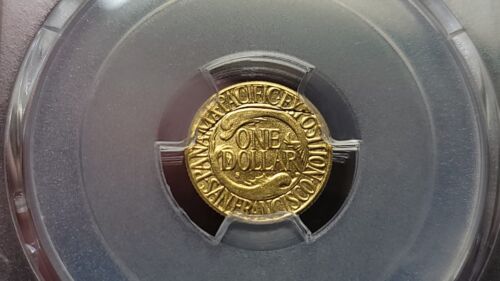 1915 S Panama-Pacific Gold Commemorative $1 PCGS AU 58 Struck Thru Reverse ERROR - Picture 6 of 10