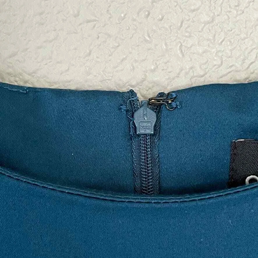 Asos Pleated Skirt Zip Back 3/4 Sleeve Cotton Timeless Classy Preppy Dress 12 - Image 4 of 4