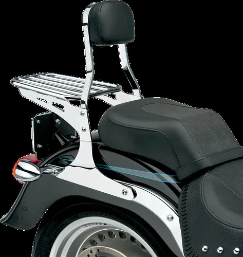 Cobra Chrome Short Square Sissy Bar Kit for Harley Fat Boy Lo 10-17 - Picture 3 of 6