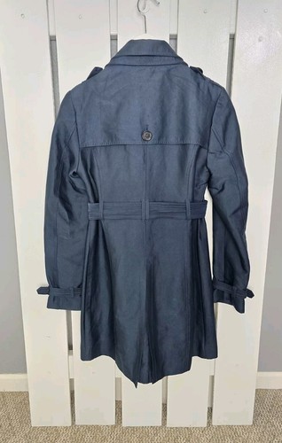 Superdry Belle Trench Coat Womens Extra Small XS Navy Blue Belted Jacket Casual - Picture 2 of 15