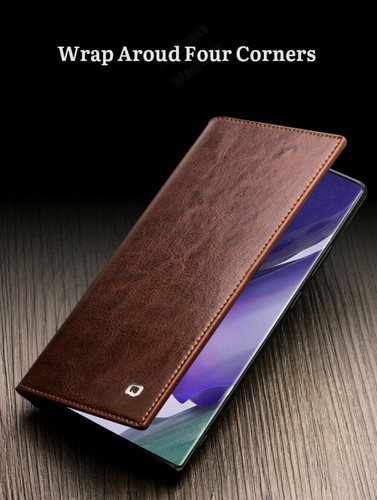 Qialino Genuine Real Leather Flip Wallet Case For Samsung S25/S24+S23/Plus/Ultra - Picture 3 of 20