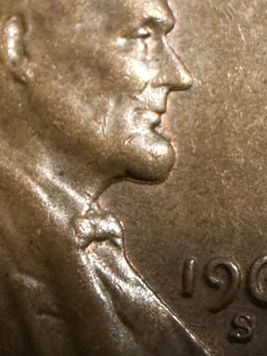 1968 S Lincoln Penny with Error on Top Rim, and "L" in Liberty Heavy On The Date - Picture 3 of 5