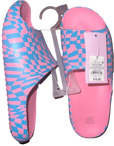 Wild Fable Robbie Damen-Pantoletten Sandalen pink türkis blau Größe 7 - Bild 3 von 3