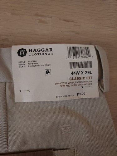 Haggar Premium Classic Fit Hose Größe 44x29 Khaki Bügelfrei Stretch Neu mit Etikett - Bild 7 von 14