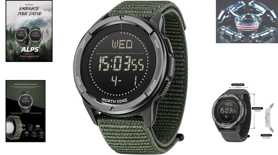 Reloj Militar Fibra Carbono - Reloj Digital Táctico Impermeable para Aventureros Foto 2 de 4