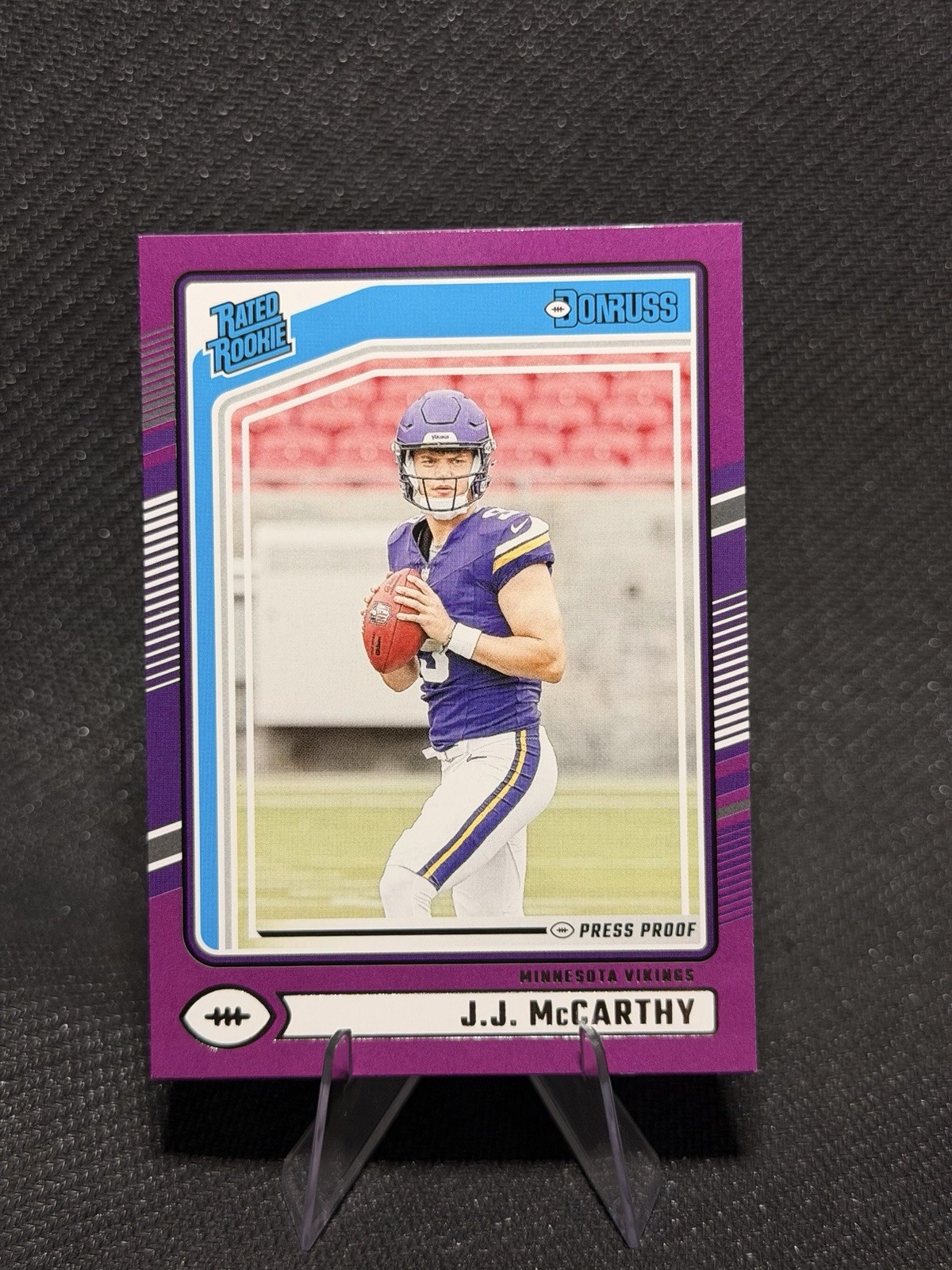 2024 Panini Donruss - Rated Rookie J.J. McCarthy #303 Purple Press Proof (RC)