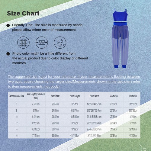 Kids Girls Sports Set Hip-hop Dance Vest with See-through Mesh Pants Yoga Gym - Picture 9 of 34