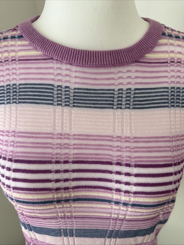 ZARA Sheer Ribbed Sweater Top Sz Large Purple  Mod Y2K - Picture 7 of 9