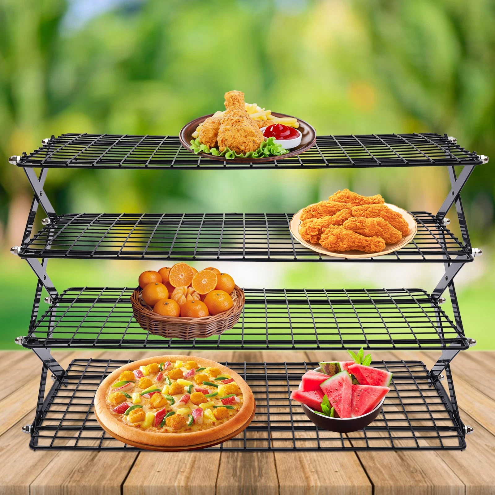 4 Tier Collapsible Cooling Rack Baking Cookie Rack Stackable Cooling Bakeware