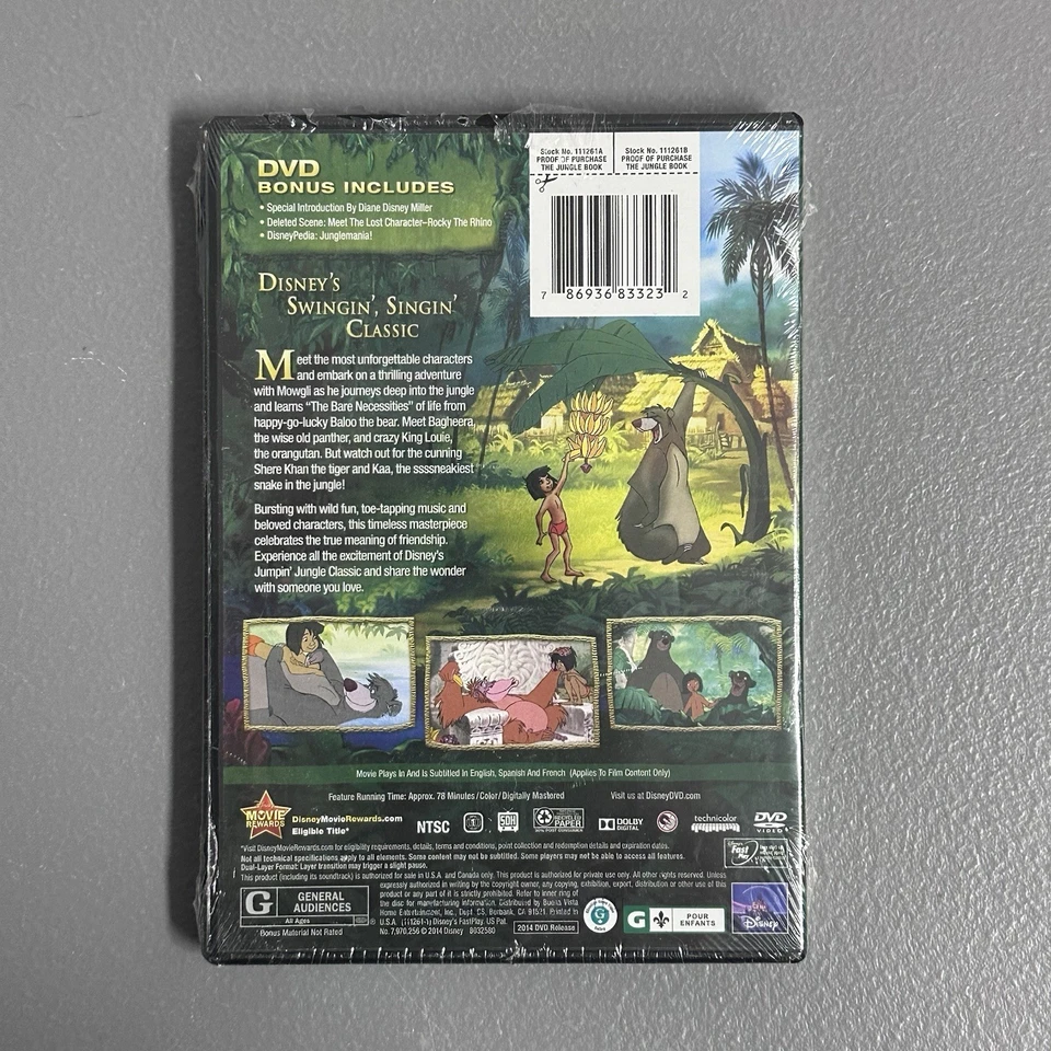 Walt Disney: The Jungle Book (DVD 1967 NEW) Animated Mowgli Baloo Diane Miller + Foto 2 de 3
