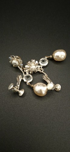 Perfect Elegant Miriam Haskell Rhinestone & Baroque Pearl Drop Earrings - Picture 3 of 8