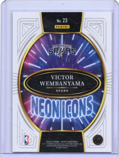 2024-25 Panini Select Basketball Victor Wembanyama Neon Icons #23 Spurs - Bild 2 von 2