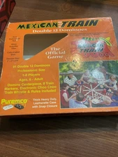 1996 Mexican Train Dominoes Professional Set Leatherette Case 3 missing dominos