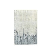 2'x3' Shades of Gray Vertical Ombre Design Soft Wool Hand Knotted Mat Rug 75917