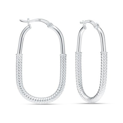 LeCalla 925 Sterling Silver Jewelry Drop Hoop Earrings for Women Teen 43mm