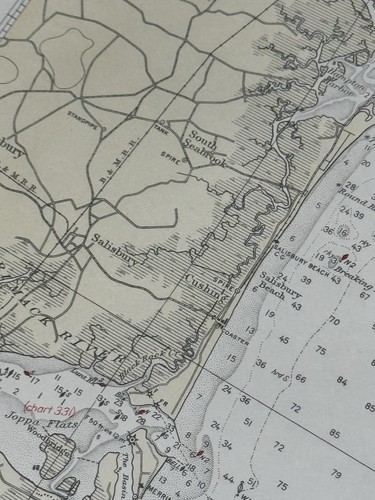 1930 Nautical Chart PORTSMOUTH to CAPE ANN 40" x 34.5" U.S.C & Geodetic Survey - Picture 18 of 23