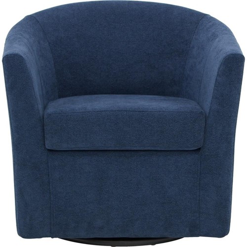 Fox Hill Trading Windsor 19"H Traditional Fabric Swivel Club Chair in Indigo - Picture 2 of 4