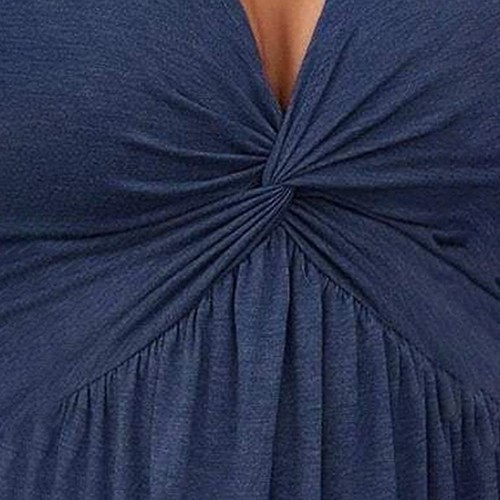 Women's Summer V-Neck Solid Dress: Sleeveless with Bust Knot Detail & Waist-Defi - Picture 5 of 21