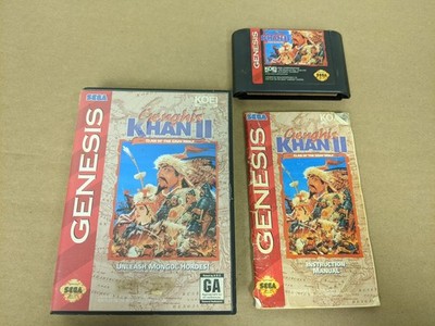 Genghis Khan II Clan of the Gray Wolf Sega Genesis Complete in Box