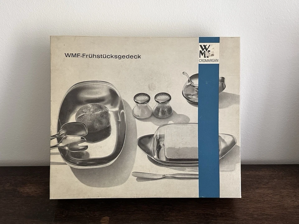 SF WMF gr. Frühstücksset Butterdose Zange Streicher Senf Cromargan Wagenfeld OVP - Bild 2 von 4