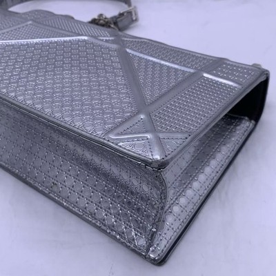 DIOR Diorama Chain Bag Shoulder Bag Silver Metallic Leather Flap