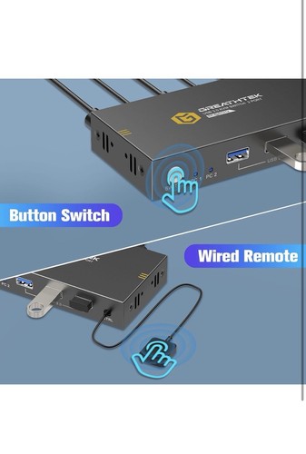 GREATHTEK HDMI KVM Switch Dual Monitor 2 Port 2 USB 2.0 Hub 4K@30Hz Downward Com - Bild 5 von 7