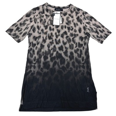 Religion Ashes of Roses Leopard Ombre Longline Men T-Shirt Gray Black Medium NWT
