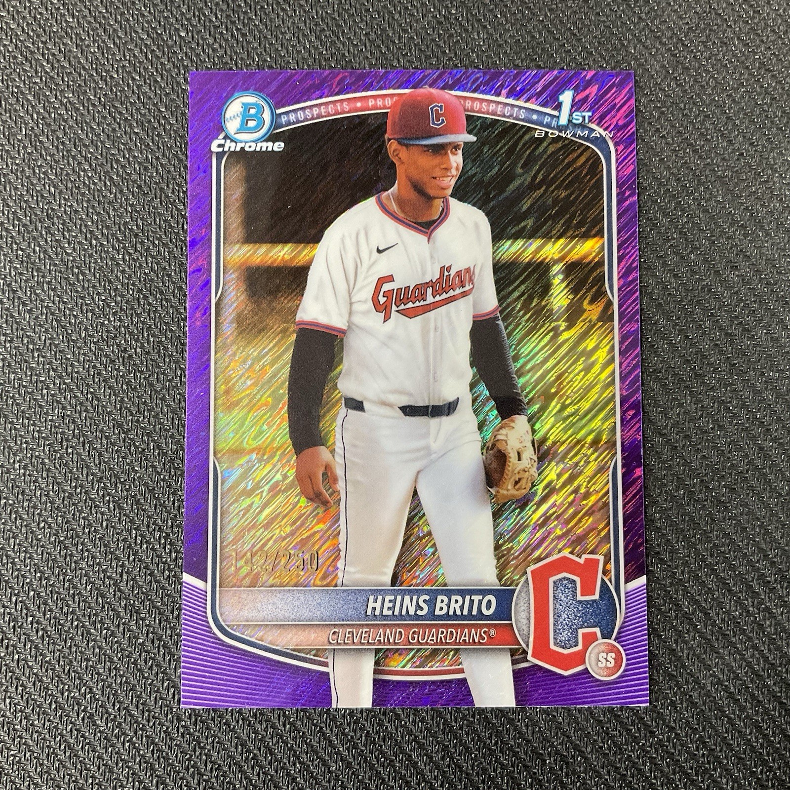 HEINS BRITO 1st Prospect Purple Shimmer Refractor 142/250 2025 Bowman Chrome BK