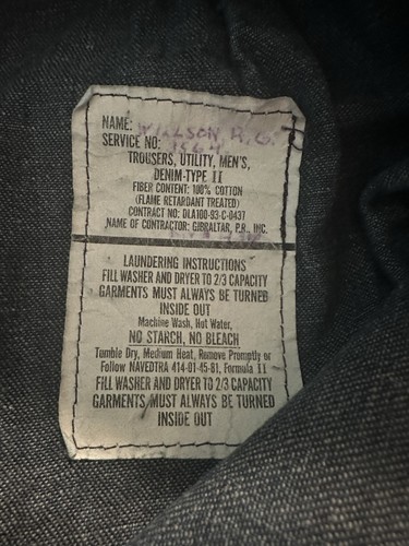 Pantaloni utility jeans vintage anni 80 US Navy Denim tipo II fondo a campana taglia 34 R - Foto 4 di 7