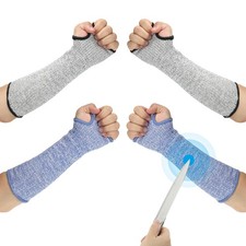 2Pairs m Arm Protectors Sleeve Cut Resistant Sleeve with Thumb Hole Blue/Gray