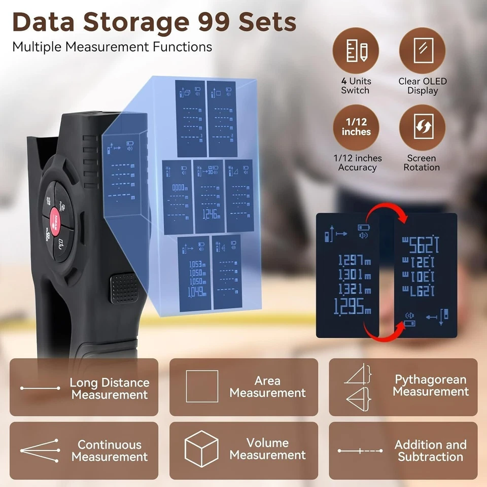 Digital Tape Measure with Laser - 3-in-1 Electronic Laser Measuring Tape - Image 2 of 4