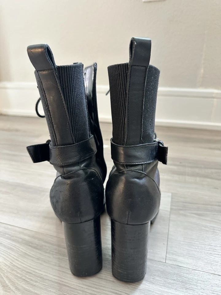 Charles David Women’s Black Leather Combat Grunge Rock Lace Boots Size 6.5 - Image 4 of 4
