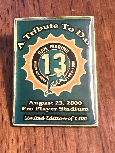 Dan Marino Vintage Pin End of Era 13 & A tribute Dan Sep 3, 2000 Tickets Lot - Picture 3 of 11