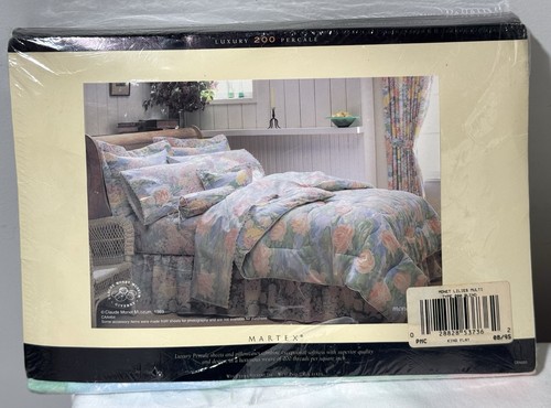 Atelier Martex MONET'S WATER LILIES King Flat Sheet White Lace Trim NIP - Picture 3 of 4