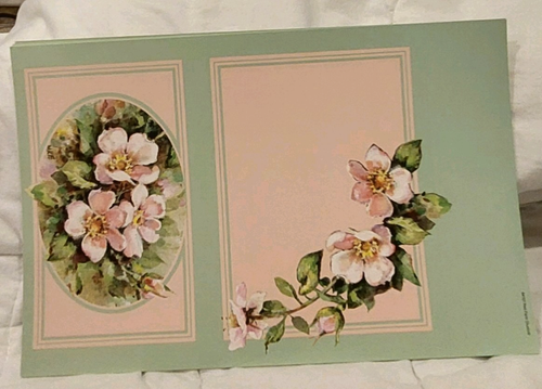 9 VTG Cherry Blossom Fold N' Send Stationery Cards Red Farm Studio Pink & Green - Picture 8 of 8