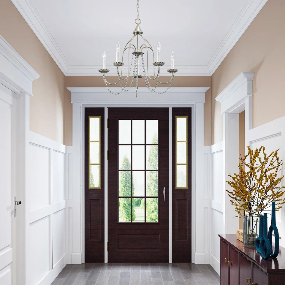 Lámpara de araña Livex Lighting 40795 latón Alessia 5 luces 24" W cristal Foto 3 de 4