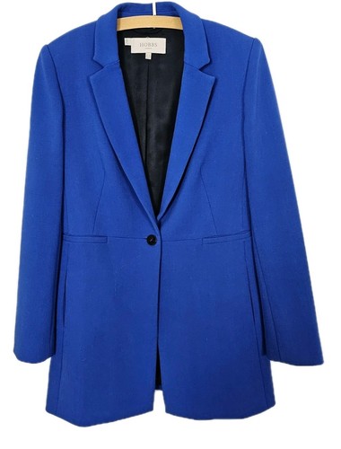 Hobbs Jacket Wedding Smart Size UK 12 Cobalt Blue Pockets Lined Longline