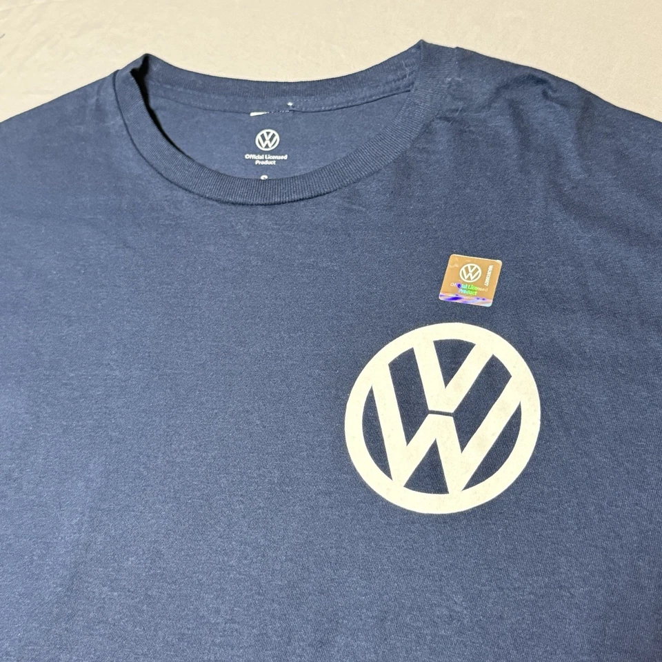 Camiseta pequeña Volkswagen manga corta para hombre azul marino VW logotipo furgoneta cuello redondo NUEVA Foto 4 de 4