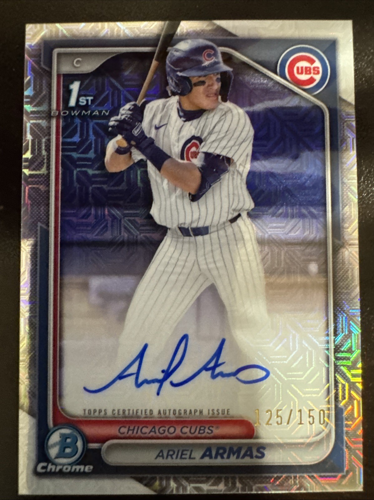 2024 Bowman Draft Chrome 1st Ariel Armas Auto HTA Mojo Refractor /150 Cubs