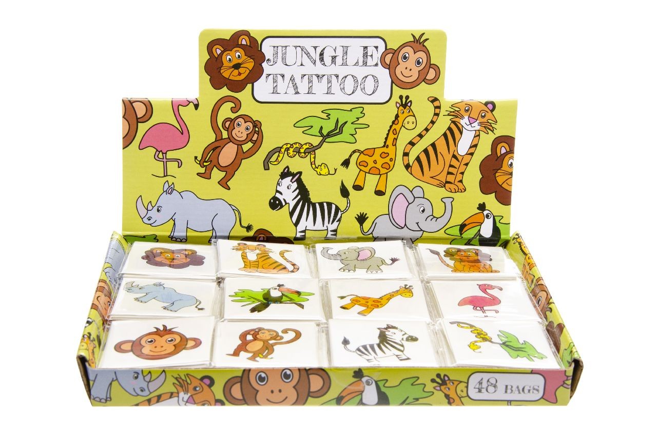 12 Pieces Wild Animal Tattoos - Sticker Kids Party Loot Bag Fillers